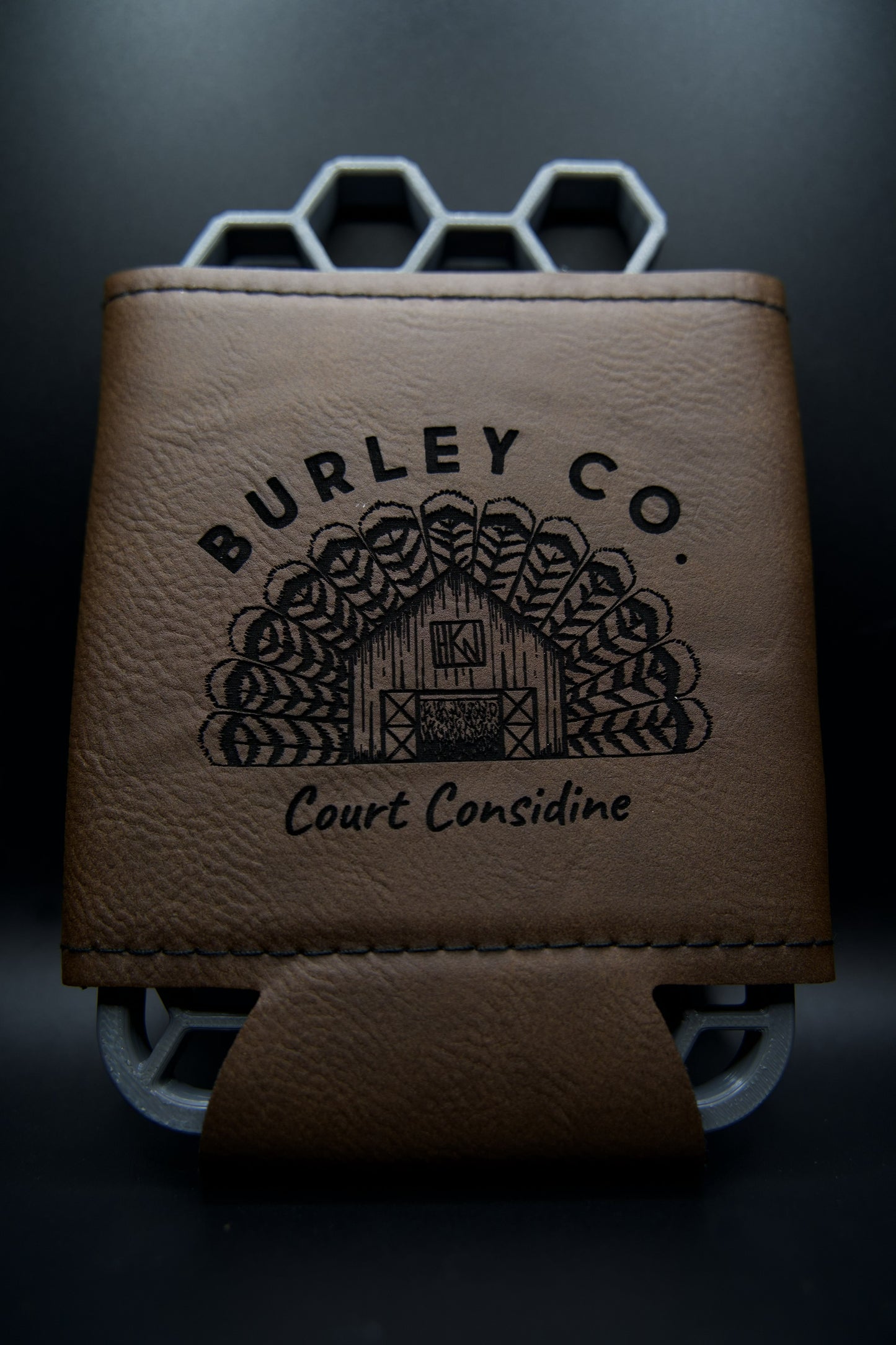 Brown Leather coozie
